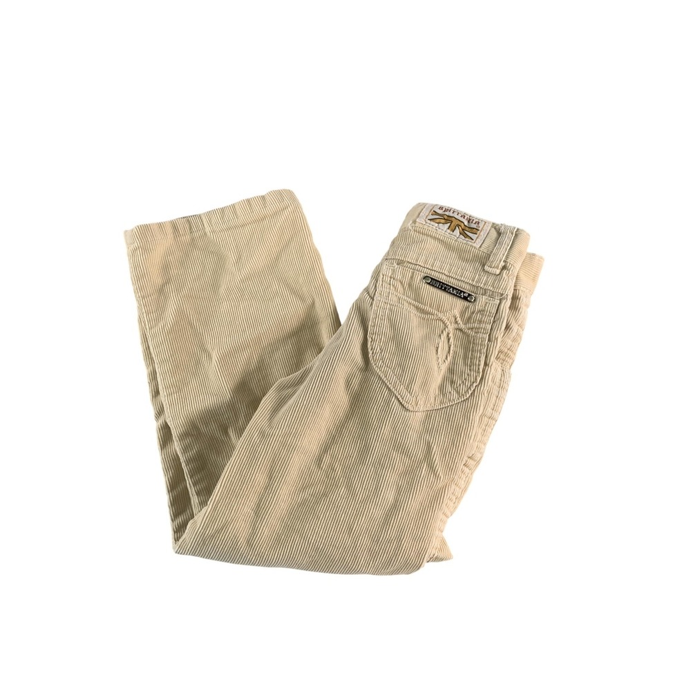 Vintage Brittania Corduroy Pants Boys Small Beige Tan 5 Pocket Straight Leg 90s
